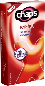 chaps red-hot, rote und genoppte Kondome 9 Stck