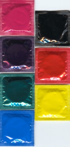 Color-Kondome Bunte Mischung Color Kondome in 6 Farben im 1000er PE-Beutel lieferbar Bunte Mischung