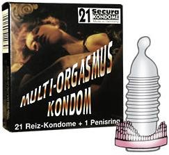 Multi-Orgasmus-Kondome plus Penisring SECURA Multi-Orgasmus Kondome 21 Kondome plus Penisring